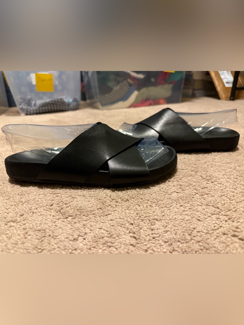 NWOT J.Crew Black Slide Sandals - Sleek Cross Strap Design Never Worn Sz 9 - Picture 4 of 10